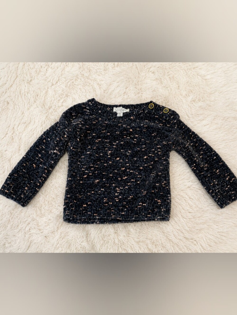 Jessica Simpson Baby Girls Textured Knit Sweater Black & Rose Gold Size 18M